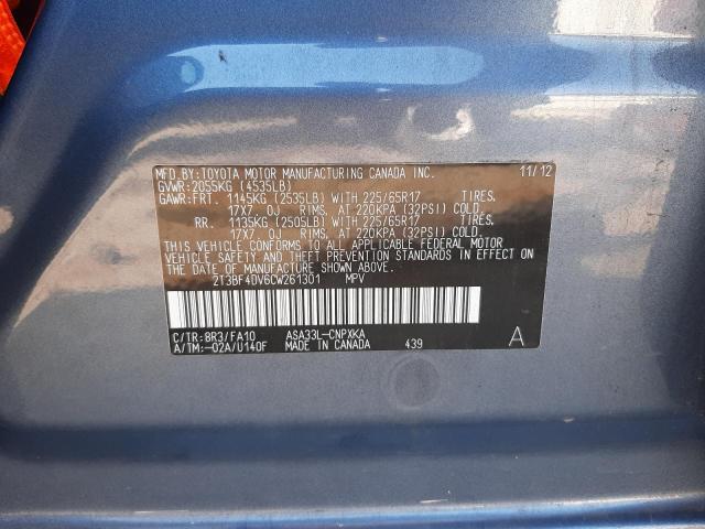 Photo 10 from auction – 2012 TOYOTA RAV4 with VIN 2T3BF4DV6CW261301