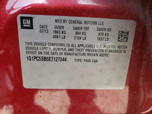 Photo 10 from auction – 2014 CHEVROLET CRUZE LT with VIN 1G1PC5SB6E7127344