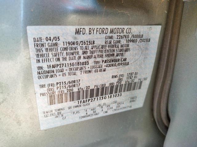 Photo 10 from auction – 2005 FORD FIVE HUNDR with VIN 1FAFP27115G181033
