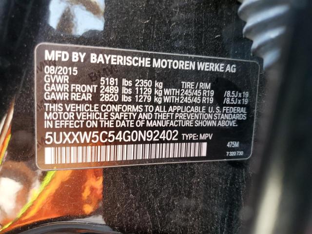 Photo 10 from auction – 2016 BMW X4 with VIN 5UXXW5C54G0N92402