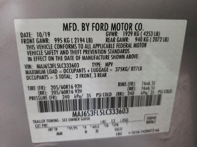 Photo 10 from auction – 2020 FORD ECOSPORT S with VIN MAJ6S3FL5LC333603