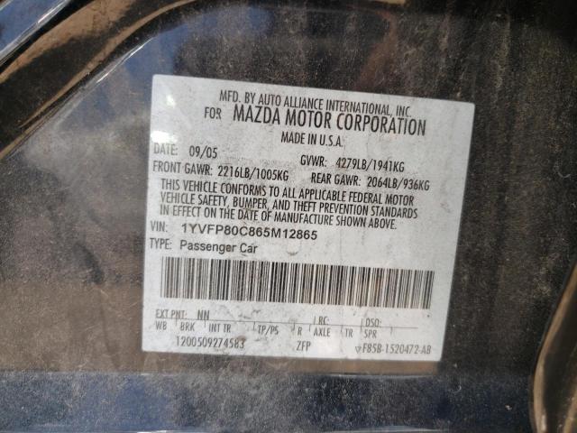 Photo 10 from auction – 2006 MAZDA 6 I with VIN 1YVFP80C865M12865