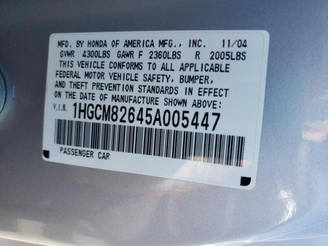 Photo 10 from auction – 2005 HONDA ACCORD EX with VIN 1HGCM82645A005447