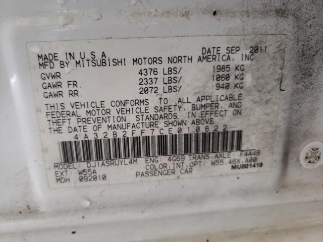Photo 10 from auction – 2012 MITSUBISHI GALANT FE with VIN 4A32B2FF7CE010622