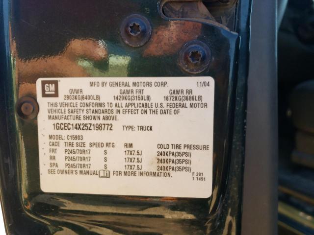 Photo 10 from auction – 2005 CHEVROLET SILVERADO with VIN 1GCEC14X25Z198772