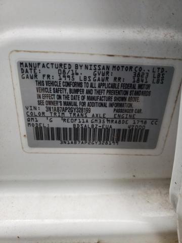 Photo 10 from auction – 2016 NISSAN SENTRA S with VIN 3N1AB7AP2GY328199