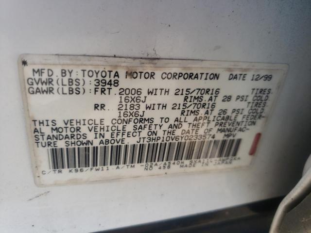 Photo 10 from auction – 2000 TOYOTA RAV4 with VIN JT3HP10V6Y0233574