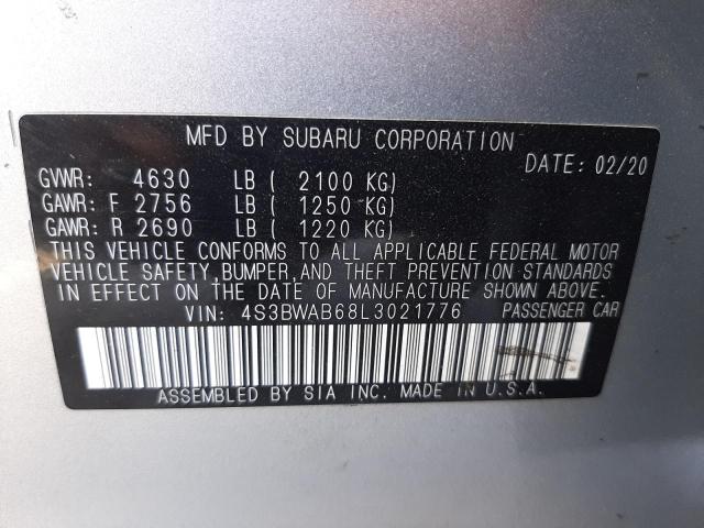 Photo 10 from auction – 2020 SUBARU LEGACY with VIN 4S3BWAB68L3021776