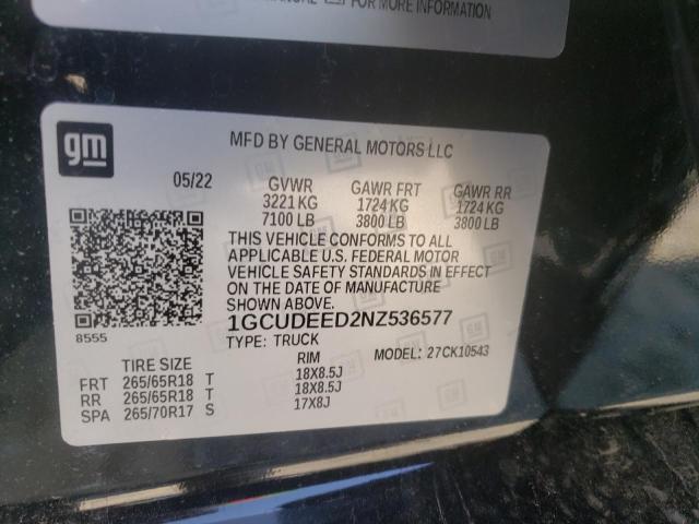 Photo 10 from auction – 2022 CHEVROLET SILVERADO with VIN 1GCUDEED2NZ536577