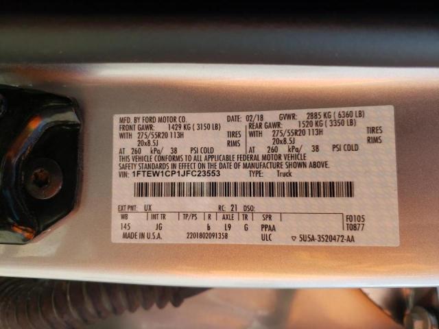 Photo 10 from auction – 2018 FORD F150 SUPER with VIN 1FTEW1CP1JFC23553