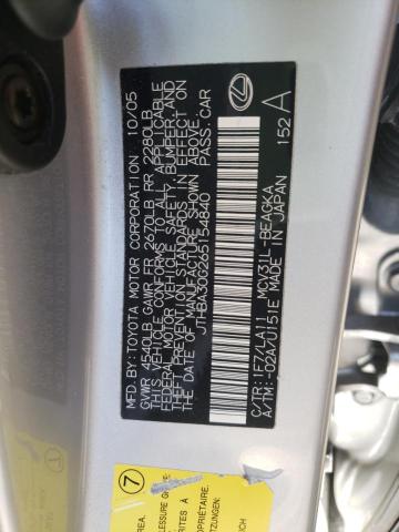 Photo 10 from auction – 2006 LEXUS ES 330 with VIN JTHBA30G265154840
