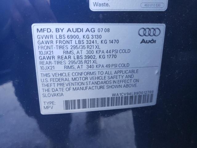 Photo 10 from auction – 2009 AUDI Q7 with VIN WA1CV94L89D012789