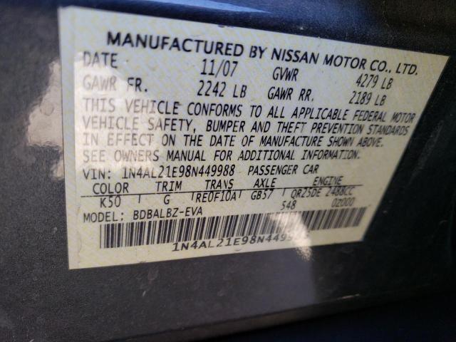 Photo 10 from auction – 2008 NISSAN ALTIMA 2.5 with VIN 1N4AL21E98N449988