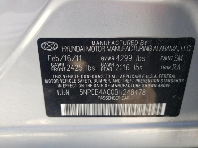 Photo 10 from auction – 2011 HYUNDAI SONATA GLS with VIN 5NPEB4AC0BH248478