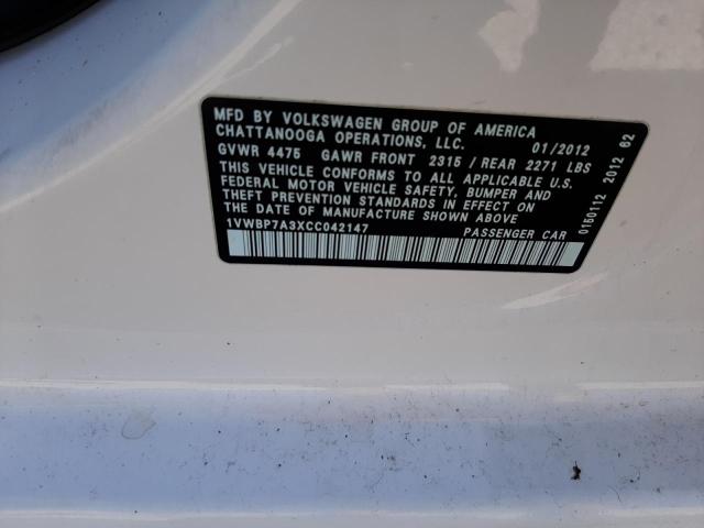 Photo 10 from auction – 2012 VOLKSWAGEN UK with VIN 1VWBP7A3XCC042147