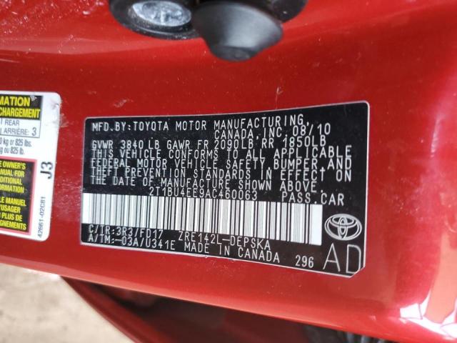 Zdjęcie 10 z aukcji – 2010 TOYOTA COROLLA BA z VIN 2T1BU4EE9AC460063