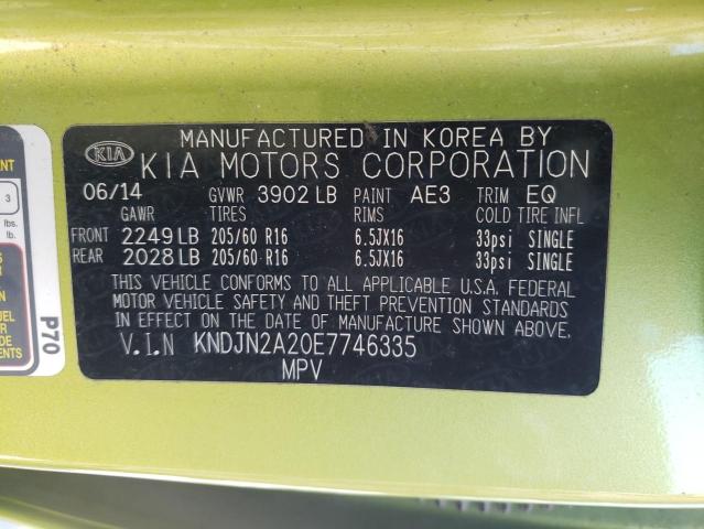 Photo 10 from auction – 2014 KIA SOUL with VIN KNDJN2A20E7746335