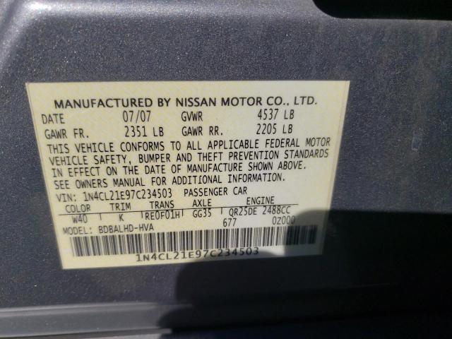 Photo 10 from auction – 2007 NISSAN ALTIMA HYB with VIN 1N4CL21E97C234503