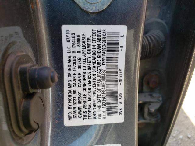 Photo 10 from auction – 2010 HONDA CIVIC EX with VIN 19XFA1F84AE080437