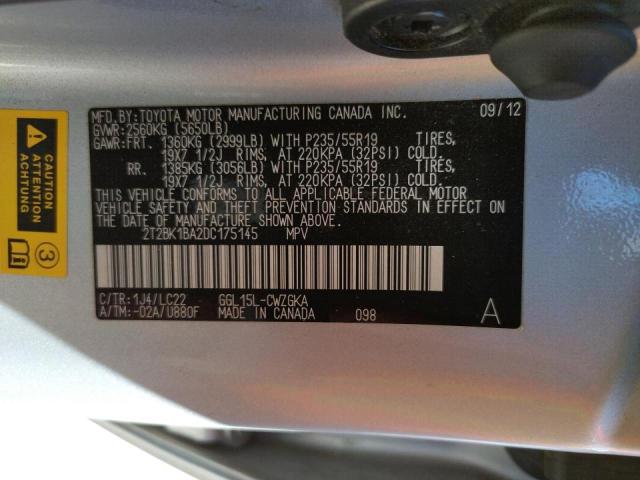 Photo 10 from auction – 2013 LEXUS RX 350 BAS with VIN 2T2BK1BA2DC175145