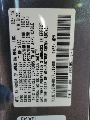Photo 10 from auction – 2015 HONDA CR-V TOURI with VIN 5J6RM4H97FL040499