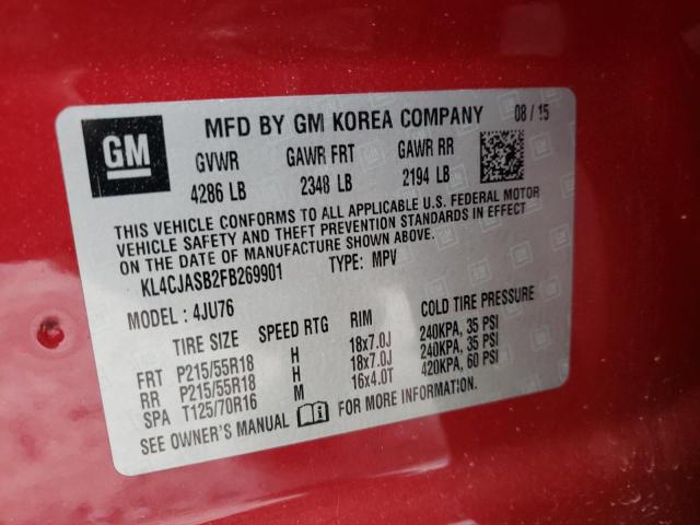 Photo 10 from auction – 2015 BUICK ENCORE with VIN KL4CJASB2FB269901
