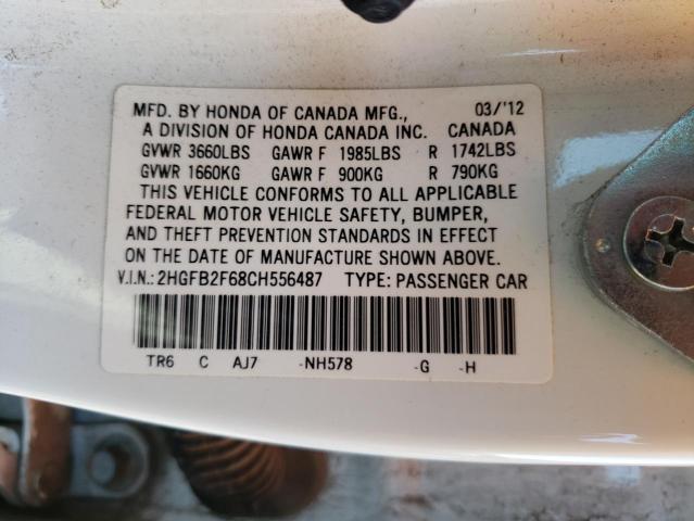 Photo 10 from auction – 2012 HONDA CIVIC HF with VIN 2HGFB2F68CH556487