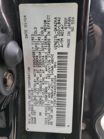 Photo 10 from auction – 2004 TOYOTA 4RUNNER LI with VIN JTEBT17R440035264