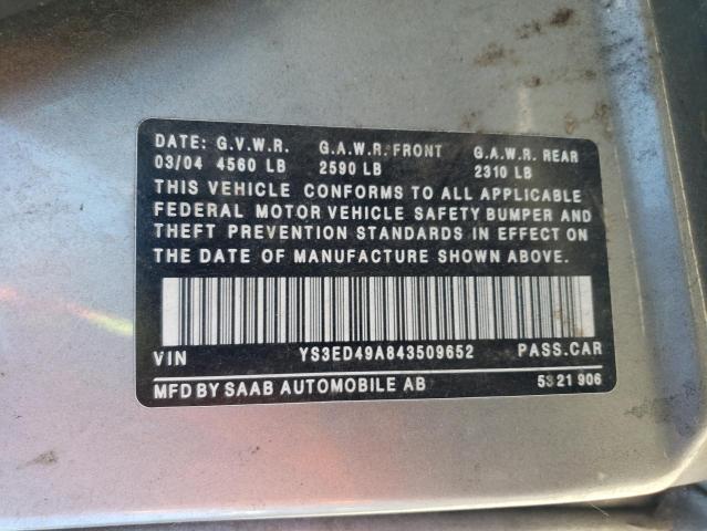 Photo 10 from auction – 2004 SAAB 9-5 ARC with VIN YS3ED49A843509652