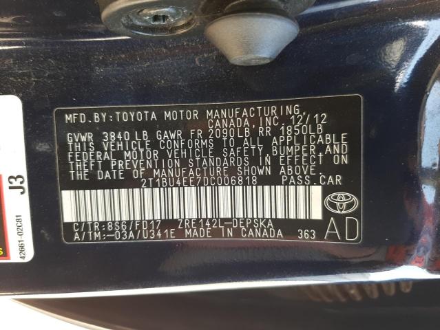 Photo 10 from auction – 2013 TOYOTA CAROLLA with VIN 2T1BU4EE7DC006818