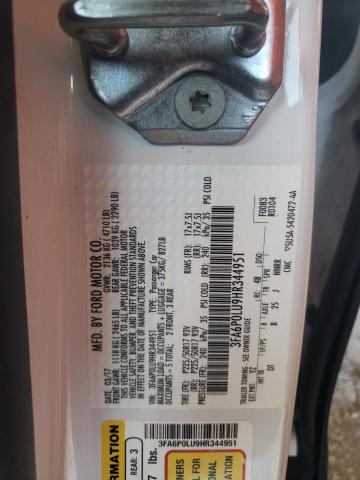 Photo 10 from auction – 2017 FORD FUSION SE with VIN 3FA6P0LU9HR344951