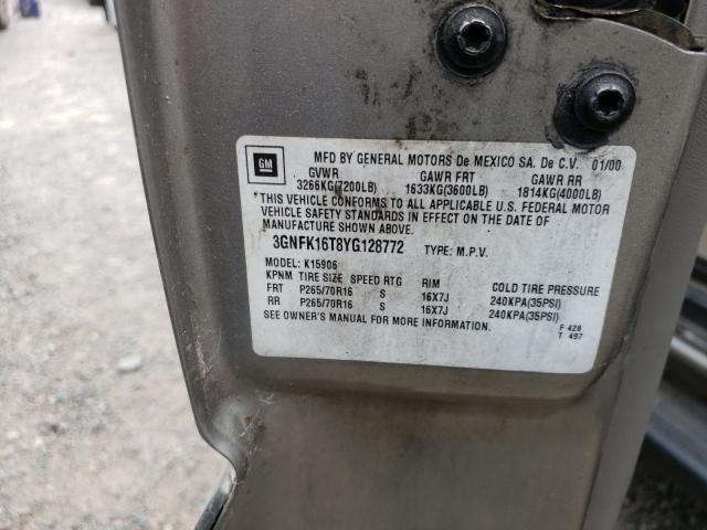 Photo 10 from auction – 2000 CHEVROLET SUBURBAN K with VIN 3GNFK16T8YG128772