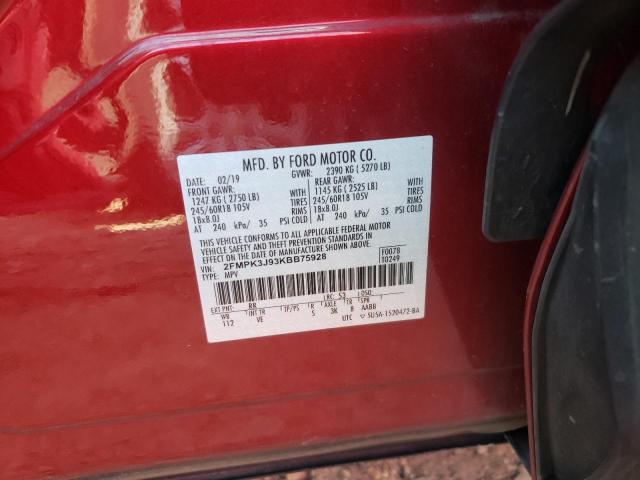 Photo 10 from auction – 2019 FORD EDGE SEL with VIN 2FMPK3J93KBB75928