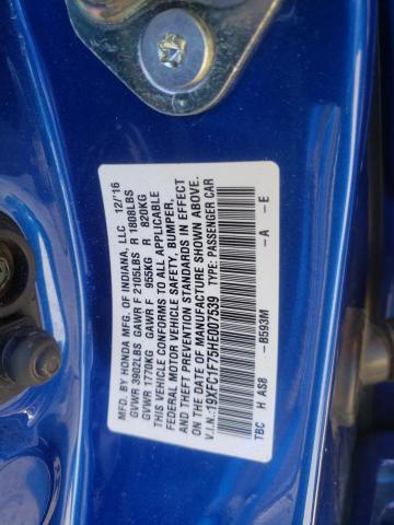 Photo 10 from auction – 2017 HONDA CIVIC EXL with VIN 19XFC1F75HE007539