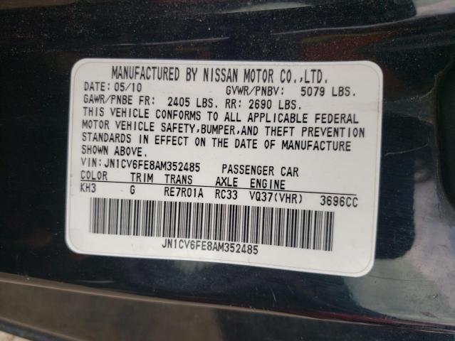 Photo 10 from auction – 2010 INFINITI G37 BASE with VIN JN1CV6FE8AM352485