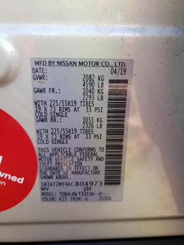 Photo 10 from auction – 2019 NISSAN ROGUE S with VIN 5N1AT2MT4KC804973