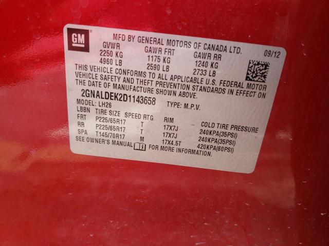 Photo 10 from auction – 2013 CHEVROLET EQUINOX LT with VIN 2GNALDEK2D1143658