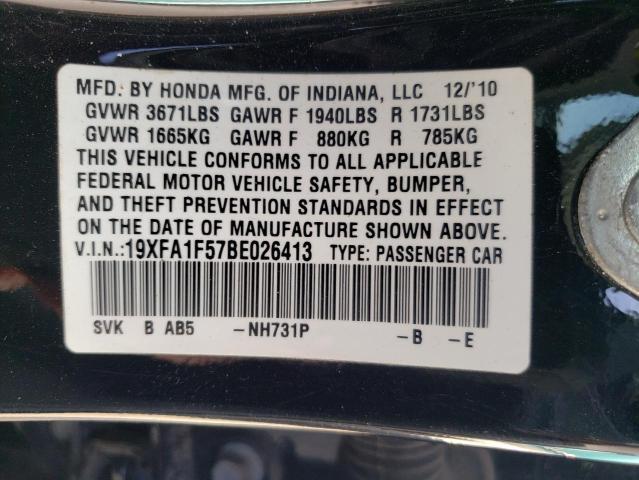 Photo 10 from auction – 2011 HONDA CIVIC LX with VIN 19XFA1F57BE026413
