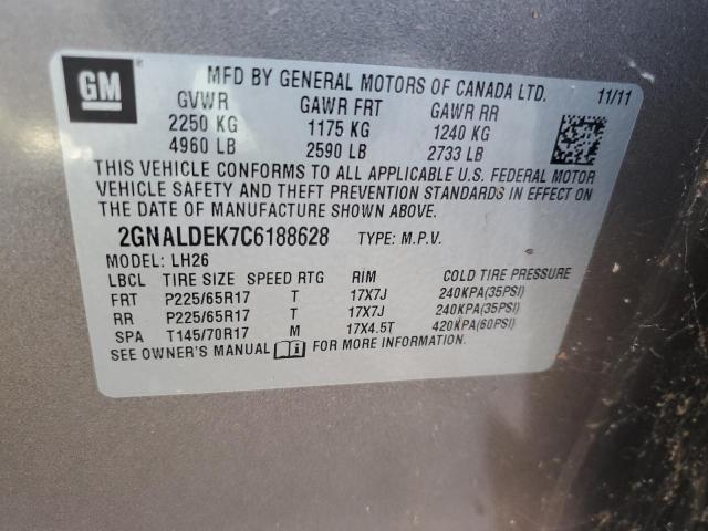 Photo 10 from auction – 2012 CHEVROLET EQUINOX LT with VIN 2GNALDEK7C6188628