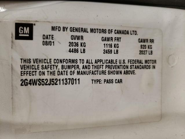Photo 10 from auction – 2002 BUICK CENTURY CU with VIN 2G4WS52J521137011