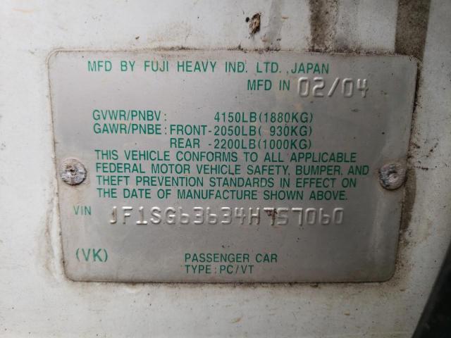 Photo 10 from auction – 2004 SUBARU FORESTER with VIN JF1SG63634H757060