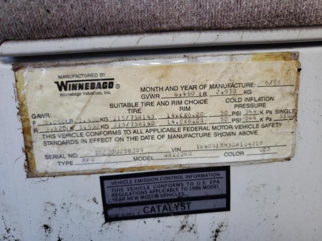 Photo 10 from auction – 1986 WINNEBAGO LE SHARO/P with VIN 1WWBB15M3GF104218