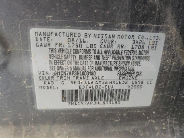 Photo 10 from auction – 2017 NISSAN VERSA S with VIN 3N1CN7AP3HL803180