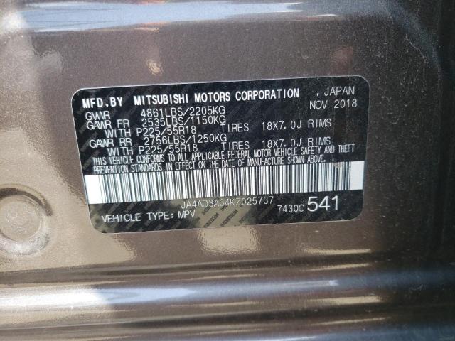 Photo 10 from auction – 2019 MITSUBISHI OUTLANDER with VIN JA4AD3A34KZ025737