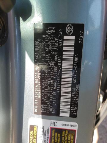 Photo 10 from auction – 2009 TOYOTA CAMRY BASE with VIN 4T4BE46K29R078183