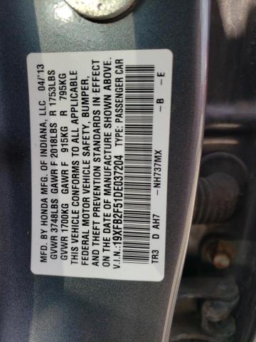 Photo 10 from auction – 2013 HONDA CIVIC LX with VIN 19XFB2F51DE037204