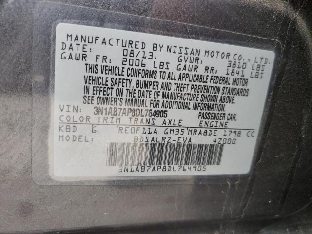Photo 10 from auction – 2013 NISSAN SENTRA S with VIN 3N1AB7AP8DL764905