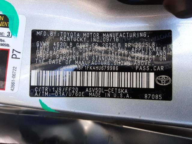 Photo 10 from auction – 2017 TOYOTA CAMRY LE with VIN 4T1BF1FK4HU679986