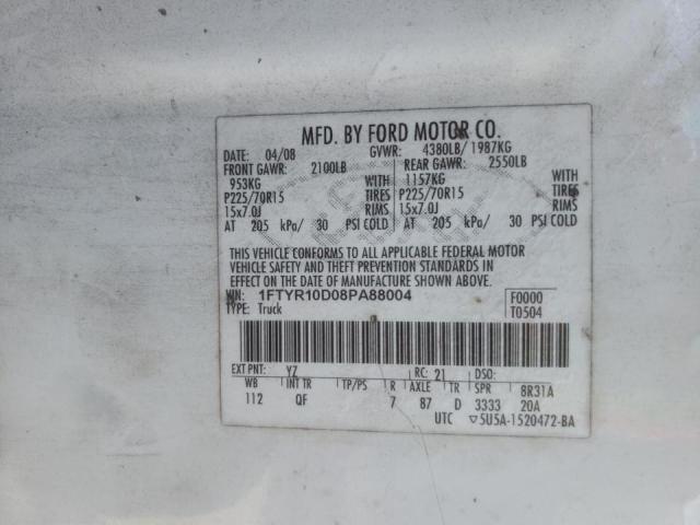 Photo 10 from auction – 2008 FORD RANGER with VIN 1FTYR10D08PA88004