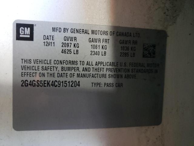 Photo 10 from auction – 2012 BUICK REGAL PREM with VIN 2G4GS5EK4C9151204